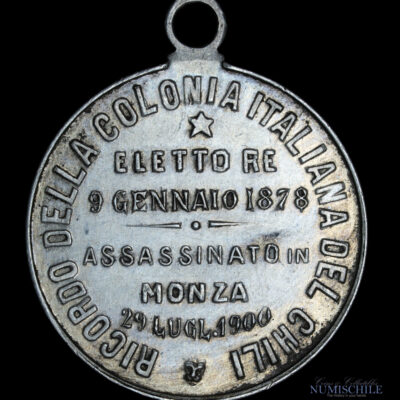 Chile, Medalla de la Colonia Italiana de Chile a Humberto I año 1900.