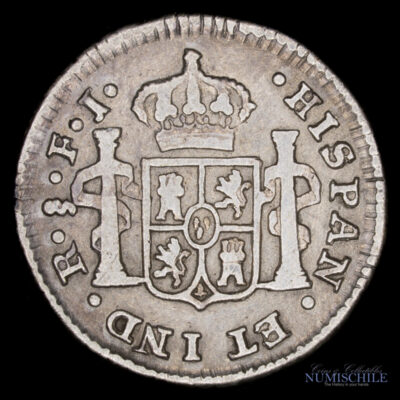 1/2 Real 1813 F.J. Fernando VII Acuñada en Santiago, Chile. #P4B