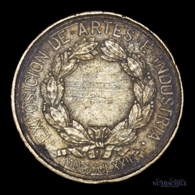 Chile, Medalla de la Exposición de Artes e Industria 1872, Grabador Jean Bainville, Bronce #YY