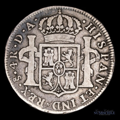4 Reales 1796 D.A. Carlos IV, Acuñada en Santiago, Chile. #YY
