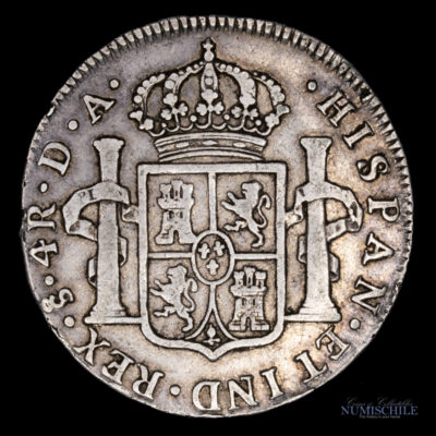 4 Reales 1795 D.A. Carlos IV, Acuñada en Santiago, Chile. #YY