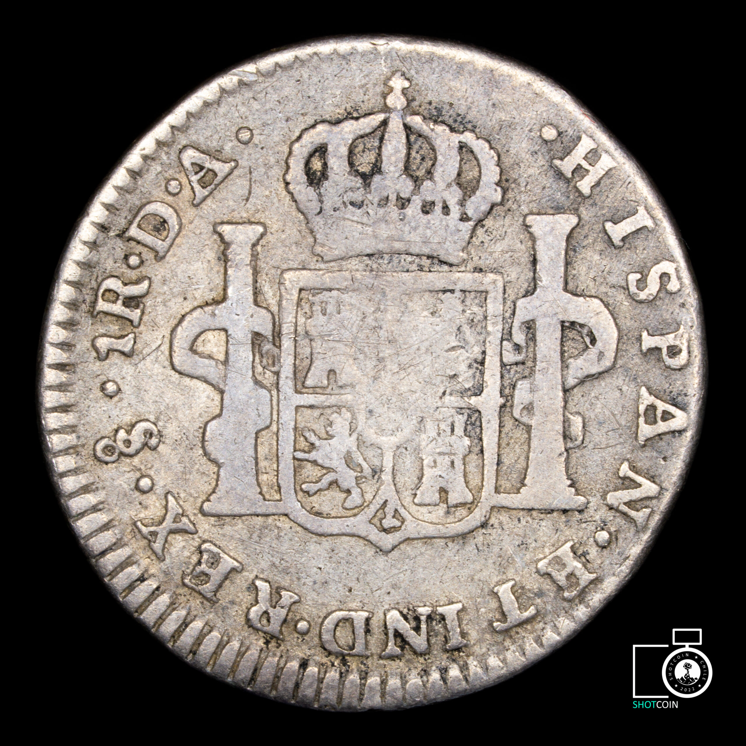 1 Real 1773 D.A. Carlos III Acuñada en Santiago, Chile.