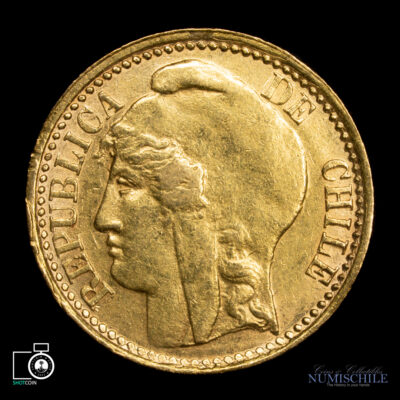 Chile, 5 Pesos 1895, Oro. #DD5