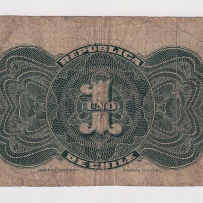 Chile, 1 Peso 13 de Agosto de 1919 Zañartu Magallanes, República, #NQ2