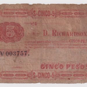 Chile, Vale D. Richardson por 5 Pesos, Muy Raro, Iquique, #YY (IVA incluido)