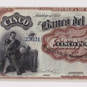 Chile, Billete remanente de Banco del Pobre, $5 con talón, año 187x  #YY (IVA incluido)