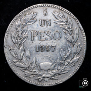 Chile, 1 Peso 1897 Fecha escasa #NQ (IVA incluido)
