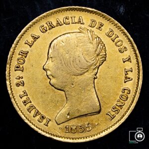 España, 100 Reales 1855, Ceca Barcelona  (SE)(IVA incluido)