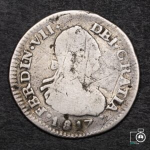 Chile, Santiago, 1/2 Real 1817 FI, Escaso ensayador (Q) (IVA Incluido)