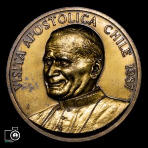 Medalla Visita de Juan Pablo II, 1987, Bronce, 50 mm, Ceca Santiago (NQ) (IVA Incluido)