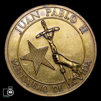 Medalla Visita de Juan Pablo II, 1987, Bronce, 50 mm, Ceca Santiago (NQ) (IVA Incluido)