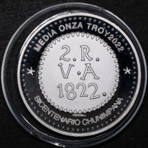 Chile, 1/2 Onza 2022 ANUCH, 2 Reales Valdivia 1822. Plata, Proof (NQ) (IVA Incluido)