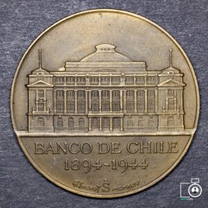 Chile, Medalla Cincuentenario del Banco de Chile, 1944 (NQ) (IVA Incluido)