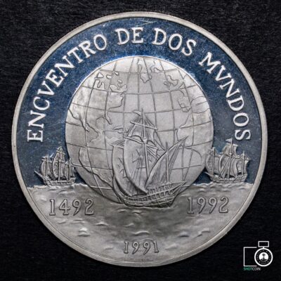 Chile, 10.000 Pesos 1991 “Encuentro de Dos Mundos 1492-1992”, Proof, plata (TT) (IVA Incluido)