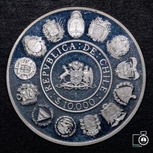 Chile, 10.000 Pesos 1991 "Encuentro de Dos Mundos 1492-1992", Proof, plata (TT) (IVA Incluido)