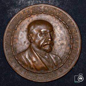 Chile, Medalla A José Toribio Medina en sus Cincuenta Años de Publicista, 1923. Homenaje de la Universidad de Chile. Cobre (NQ) (IVA Incluido)