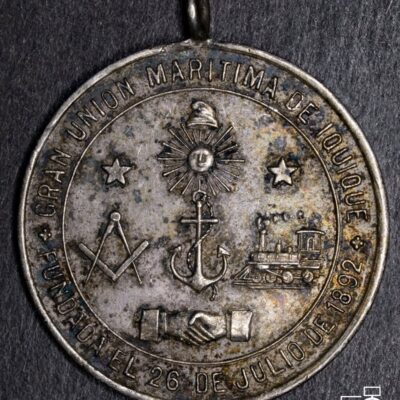 Chile, Medalla Gran Union Marítima de Iquique, Premio por 5 años de Constancia. 1906, Plata (NQ) (IVA Incluido)