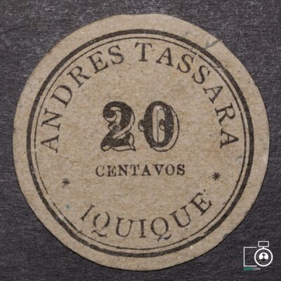 Chile, Ficha 20 Centavos, Andrés Tassara, Iquique (YY) (IVA Incluido)
