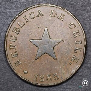 Chile, 1 Centavo 1835, S/S invertida en ES (Q) (IVA Incluido)