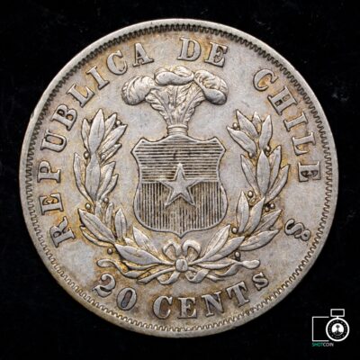 Chile, 20 Centavos 1870/6x (NQ) (IVA Incluido)
