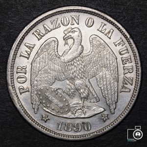 Chile, 1 Peso 1890/8x (YYE6) (IVA Incluido)