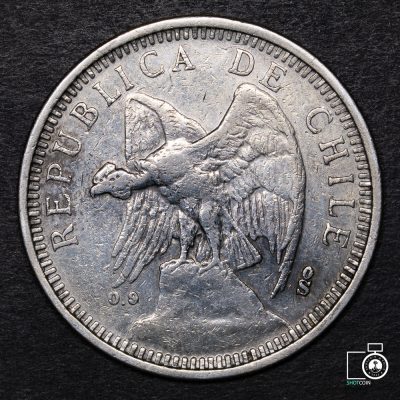 Chile, 5 Pesos 1927 Cola de Chancho (YYE7) (IVA Incluido)