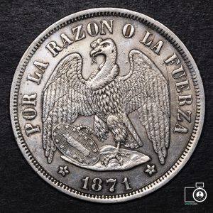 Chile, 1 Peso 1871, Escasa (YYE15) (IVA Incluido)