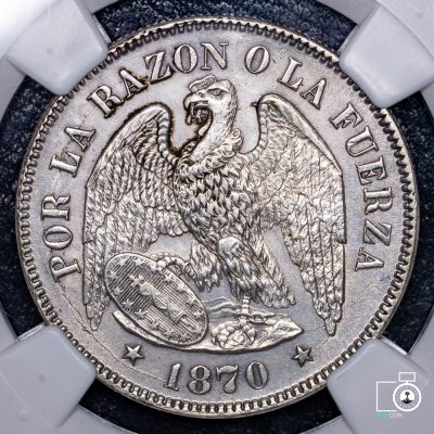 Chile, 50 Centavos 1870, NGC UNC Details (YYG13) (IVA Incluido)