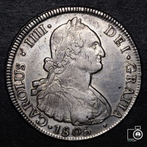 Chile, Santiago, 8 Reales 1805 FJ, con chopmarks (YYG7) (IVA Incluido)