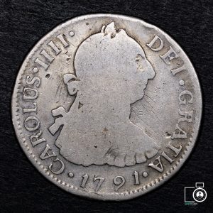 Chile, Santiago, 2 Reales 1791 DA (YYF16) (IVA Incluido)
