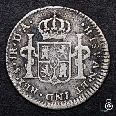 Chile, Santiago, 1 Real 1794 DA, falla de laminación (YYE19) (IVA Incluido)
