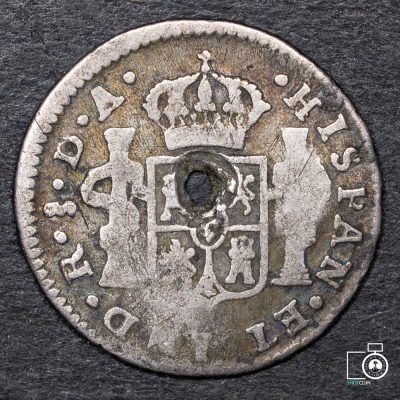 Chile, Santiago, 1/2 Real 1797 DA, error CAOLUS (YYD5) (IVA Incluido)