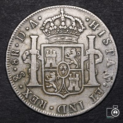Chile, Santiago, 8 Reales 1797 DA, con marca LTW (YYE5) (IVA Incluido)