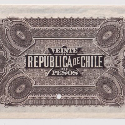 República de Chile, Specimen de 20 Pesos 3ª Emisión 1898 – 1920 #YY (IVA incluido)