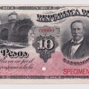 República de Chile, Specimen de 10 Pesos 3ª Emisión 1898 - 1920 #YY (IVA incluido)