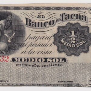 Perú, El Banco de Tacna, 1/2 Sol 1870 #NQ (IVA incluido)