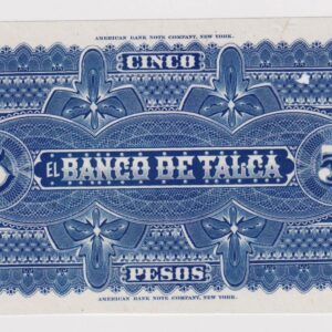 Chile, Banco de Talca, Prueba de reverso de $5, Escaso  #YY (IVA incluido)