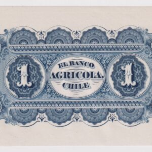 Chile, El Banco Agrícola de Chile, Prueba de reverso de $1, Escaso  #YY (IVA incluido)