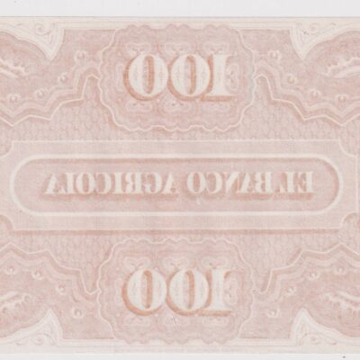 Chile, El Banco Agrícola de Chile, Prueba de reverso de $100, Escaso  #YY (IVA incluido)