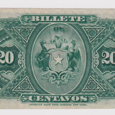 Chile, República de Chile, 20 Centavos, 1ª emisión Fiscal 1880 – 1882, No emitidos, Estado de Conservación UNC (YY) (IVA Incluido)